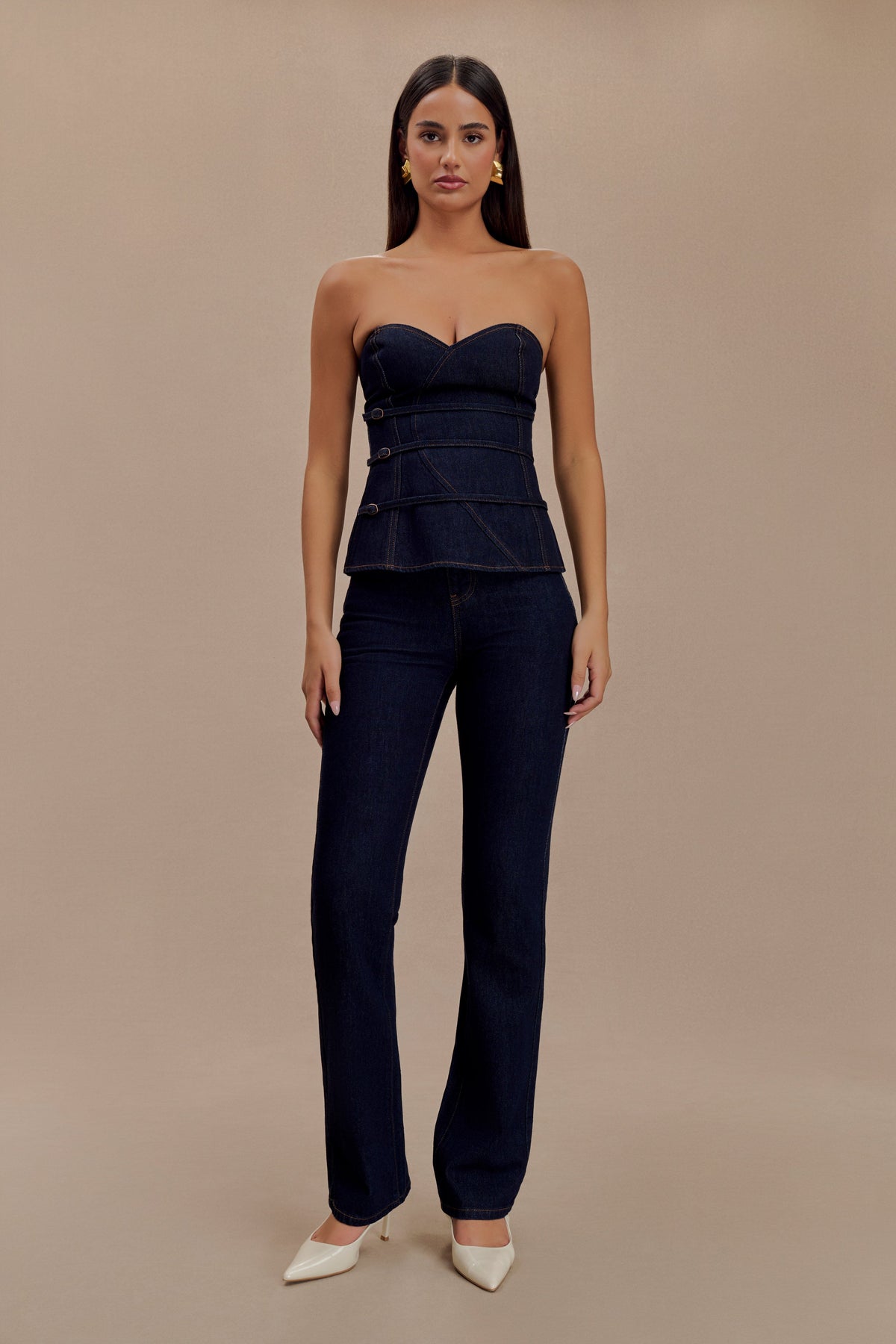 Sylas Strapless Buckle Denim Top - Indigo Blue #5