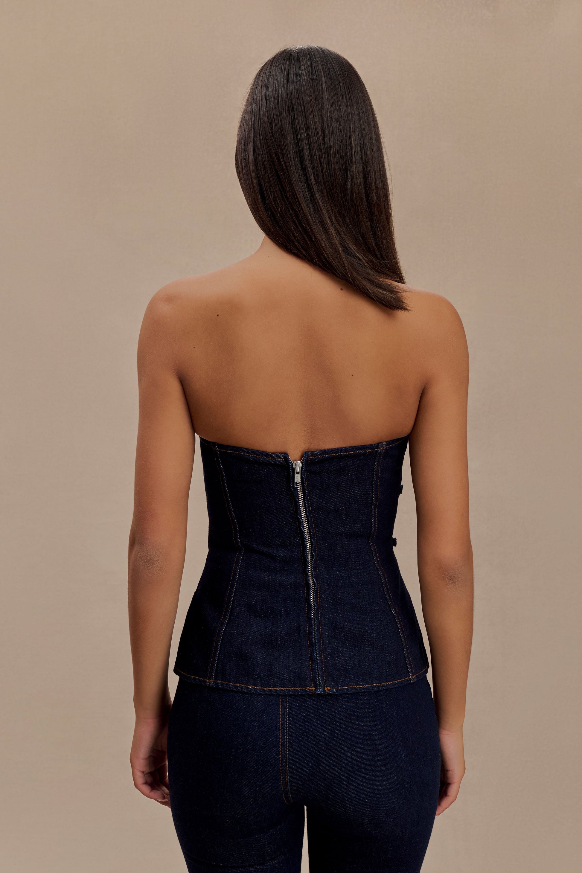 Sylas Strapless Buckle Denim Top - Indigo Blue #3