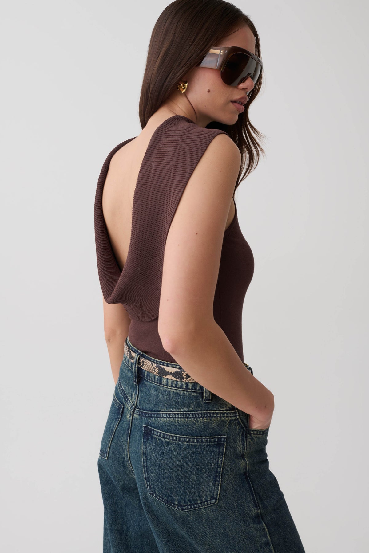 Ellen Knit Sleeveless Top - Chocolate #2