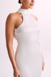 Claire Satin Drape Back Maxi Dress - White